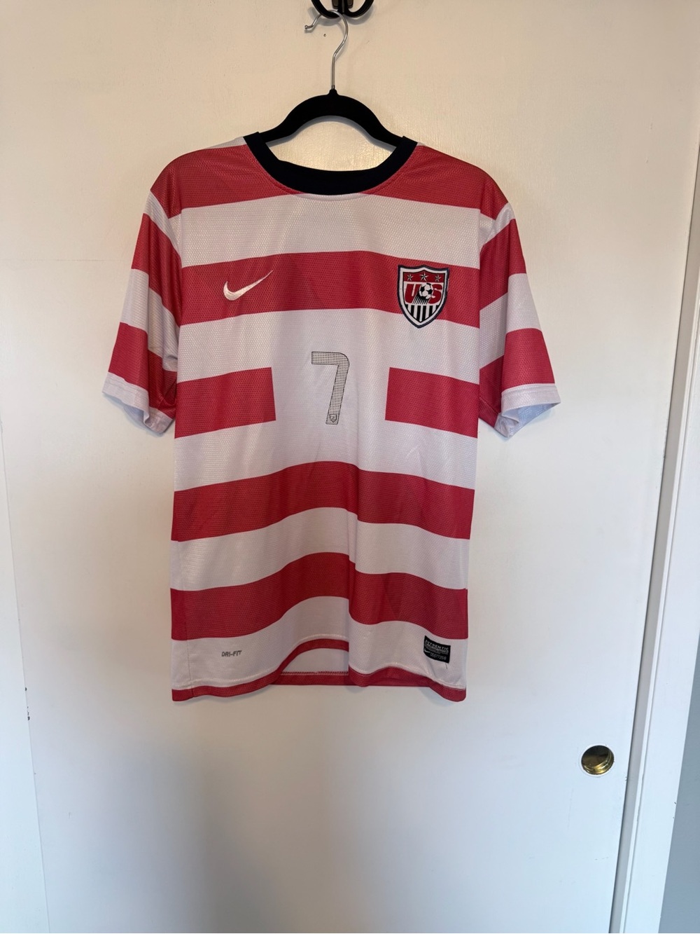 Nike Dri-Fit Men’s USA Red & White Striped Soccer Jersey - #7